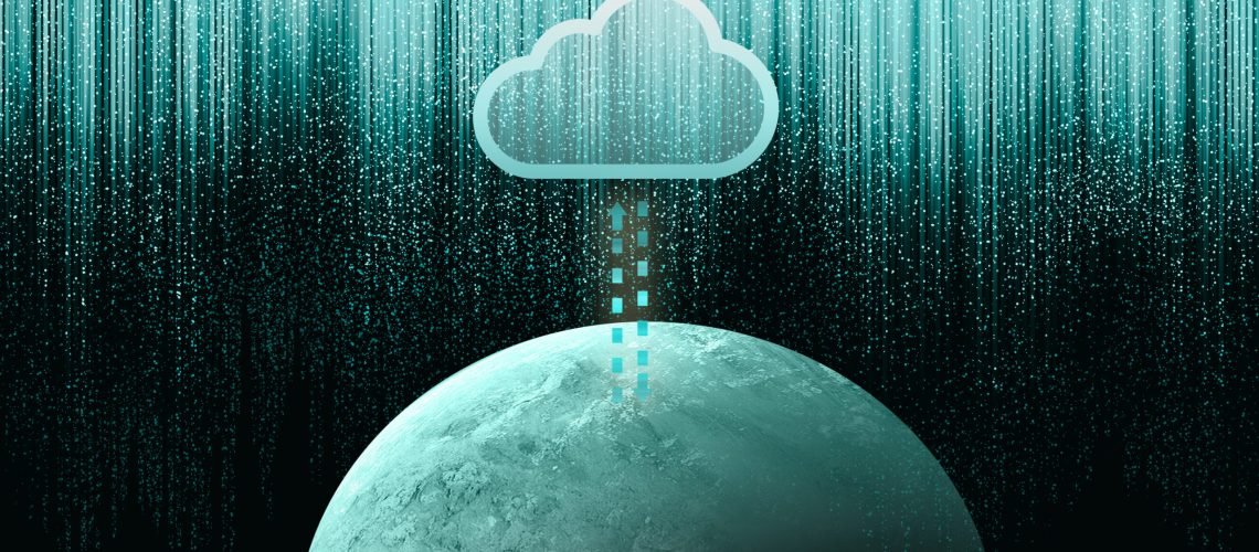 2d illustration of Cloud computing, wireless network Cloud storage, cloud computing technology internet concept background